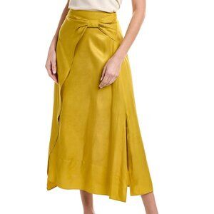 TED BAKER - Skirt Jaune Tied High-waisted Woven silk like Midi Skirt